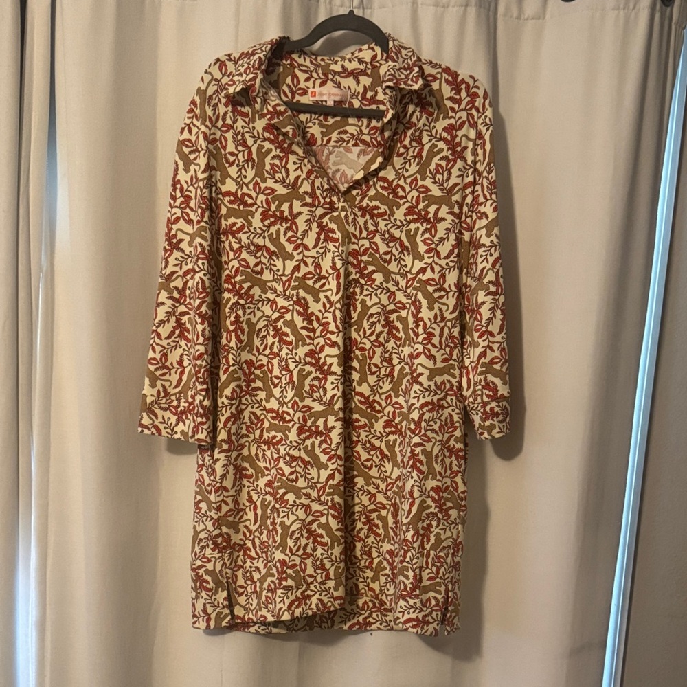 Jude Connally Long Sleeve Dress in Red and Cream